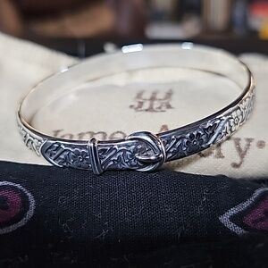 James Avery Rare Buckle Floral Bangle Bracelet - Large - 2 5/8"
